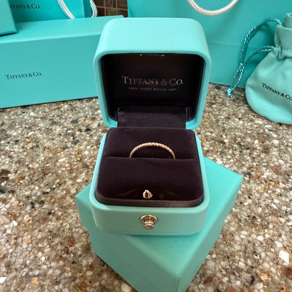 Tiffany & Co. Rose Gold Diamond Eternity Ring 6.5
